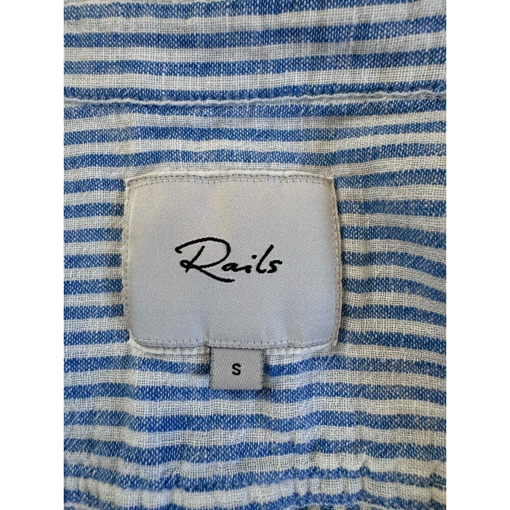 Rails Charli Embroidered Yellow Rose Shirt Blue Stripe Linen Button Down Women S - Picture 4 of 11